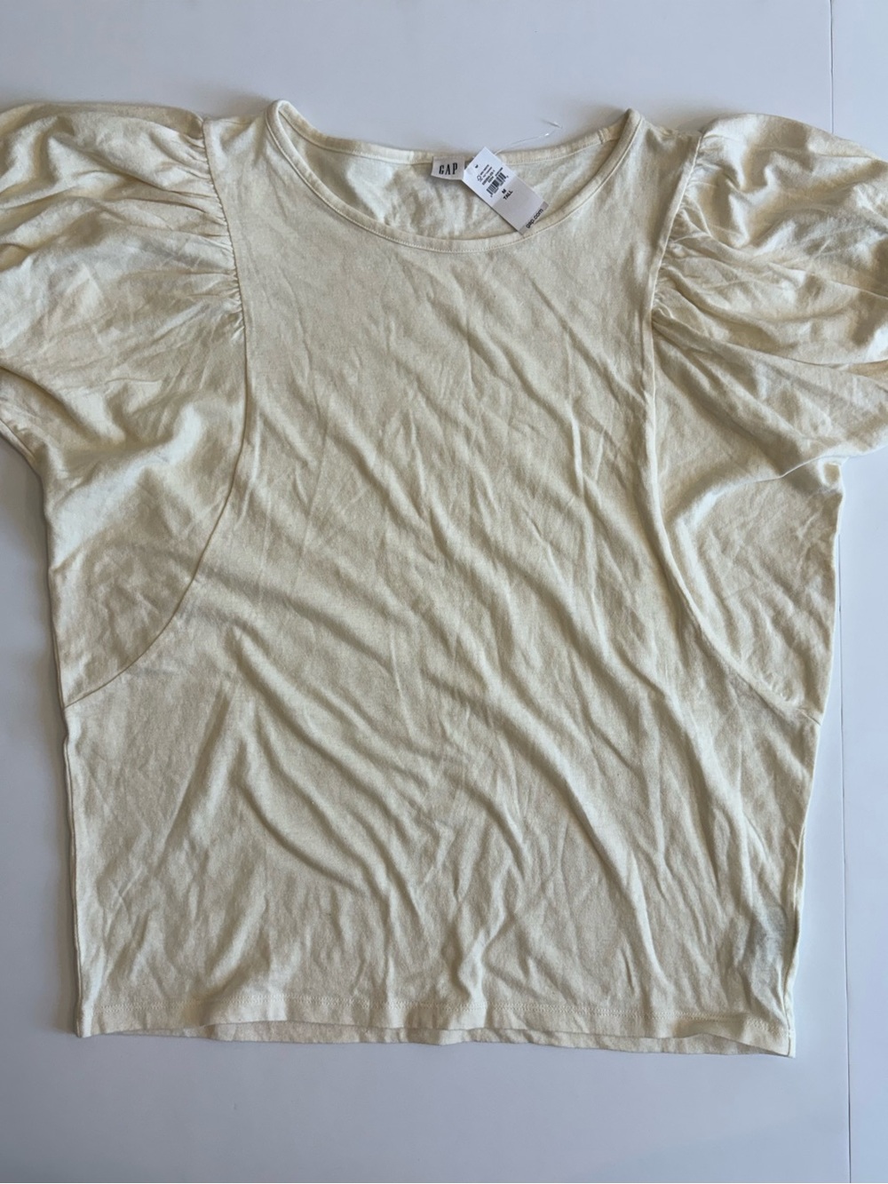 GAP Women's Light Cream Puff Sleeve Tee Medium tall NWT